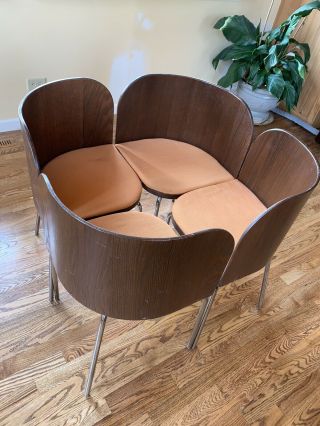 Vintage Mid Century Modern Solid Accent Set Of 4 Chairs 2