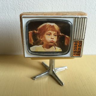 Vtg Lundby Dollhouse Miniature Television Tv Set Pippi Longstockings 1975