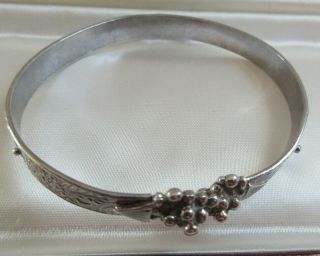 Vintage Silver Engraved Bangle Bracelet Marked 