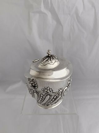 Edwardian Antique Silver TEA CADDY 1901 London C S HARRIS Sterling Silver 2