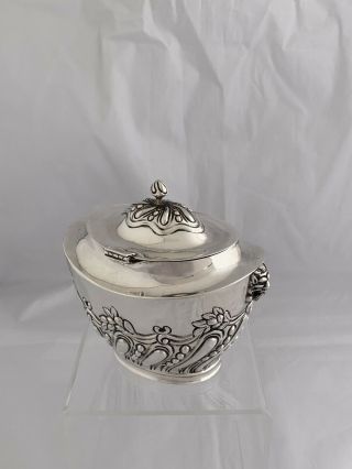 Edwardian Antique Silver TEA CADDY 1901 London C S HARRIS Sterling Silver 3