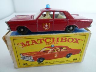 Vintage Matchbox Lesney No.  59c Ford Galaxie Fire Cheif Car 1966
