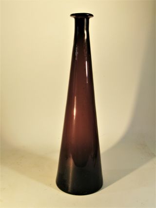 Large Vintage Amethyst Hand Blown Glass Vase 19 " Tall