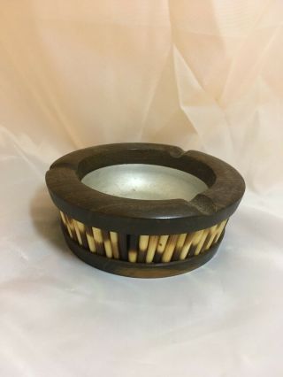 Rare Porcupine Quill & Wood Vintage Ashtray Or Use For Trinkets