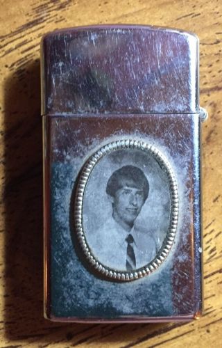 Rare Vintage Zippo Lighter W/ Photos Of Men On Each Side.  Made In Bradford,  Pa.