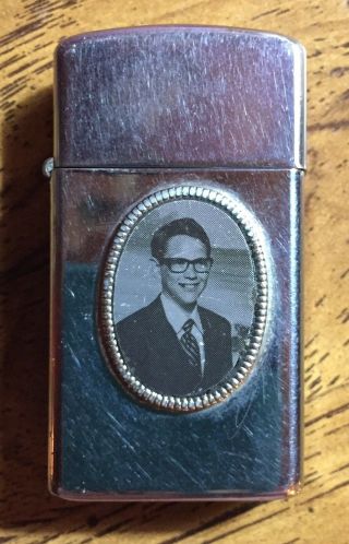 RARE VINTAGE ZIPPO LIGHTER W/ PHOTOS Of Men ON EACH SIDE.  MADE IN BRADFORD,  PA. 2