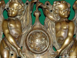 Magnificent big antique bronze billiard pocket - cherubs - Chereau 3