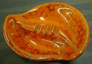 Vintage Mid Century Retro Glazed Orange Ceramic Ashtray