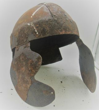 Circa 900 - 1100 Ad Viking Era Nordic Iron Warriors Battle Helmet Museum Quality