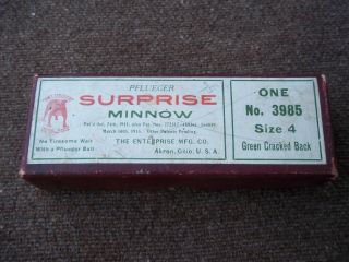 Vintage Empty Pflueger Surprise Minnow Fishing Lure Box - Box Only