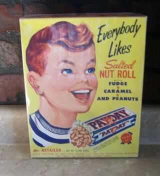 Vintage Grocery Store Advertising Food Payday Candy Bar Box 1950s