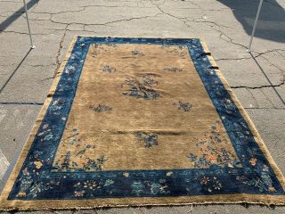 Antique Chinese Peking Hand Made Oriental Rug 7 X 9 1/2 Ft A
