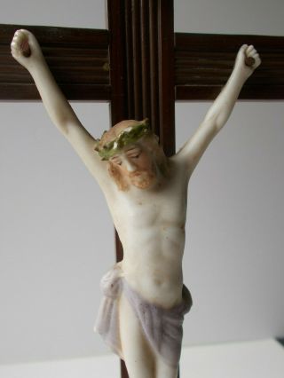 Antique 18th Century Porcelain Crucifix Christ Holy Virgin Mary Signed Very Rare