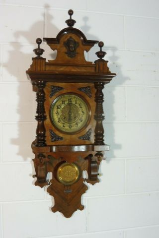 Antique German Wall Clock Regulator Gustav Becker Mahogany Wood