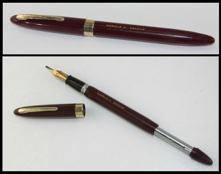 1952 - 1956 Vintage Sheaffer Snorkel Burgundy Admiral Fountain Pen 14k Gold 5 Nib