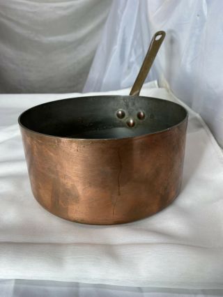 Vintage Copper Mixing Sauce Pan Pot Brass Handle Made In France