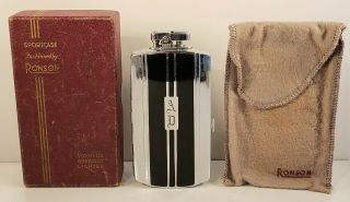 Rare Ronson Sportcase Cigarette Case Lighter In Enamel & Chromium Plate