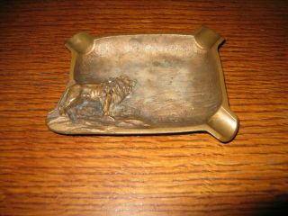 Antique Lion Ashtray Copper Or Brass 5 " X 3 1/2 "