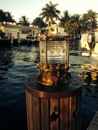Nautical Bronze Piling Post Nautical Dock Light - Marine Ship Lights