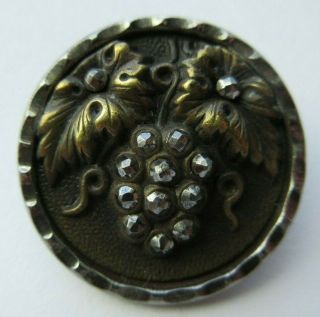 Antique Vtg Victorian Steel Cup Metal Button Cut Steel Grapes (j)