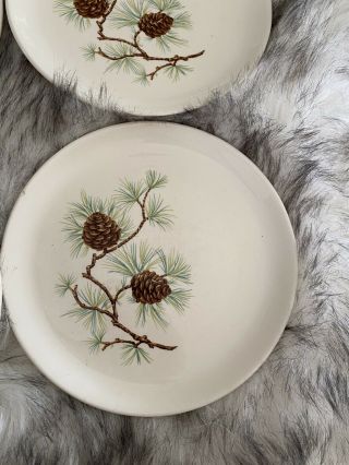 SET OF SIX (6) French Saxon China Pine Cone Plates Vintage 1960 ' s 7.  2 