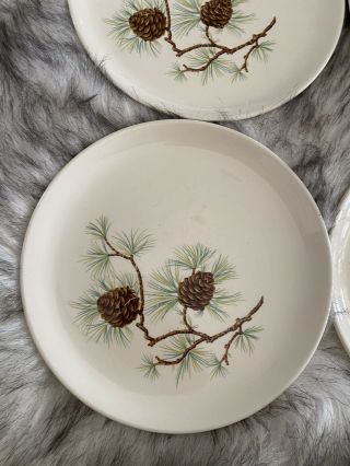 SET OF SIX (6) French Saxon China Pine Cone Plates Vintage 1960 ' s 7.  2 