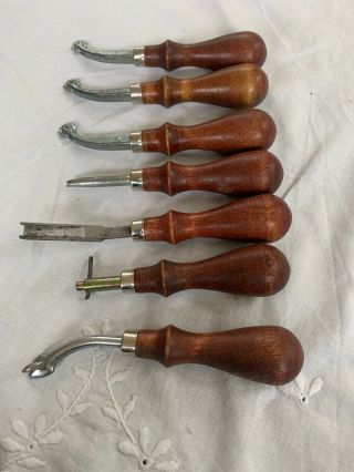 Vintage Craftool Tandy Spacer Set System 5,  6,  7 Plus Other Tools Wood Handles