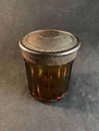 Vintage Bakelite Griffart Cover Old Amber Glass Tobacco Jar