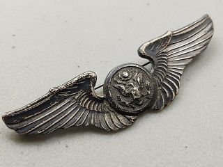 Vintage Ww2 Usaaf Sterling Silver Army Air Force Crew Wings Pin 3 "