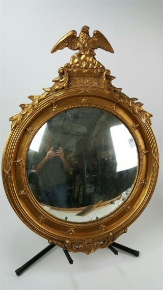 Antique Federal Convex Bullseye Gilt Gold Mirror 23 " Diameter