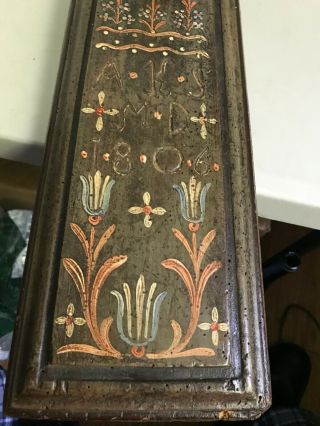 Dated 1806 Painted Mangle Board with Carved Horse Handle 2
