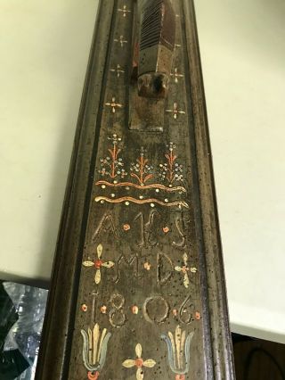 Dated 1806 Painted Mangle Board with Carved Horse Handle 3