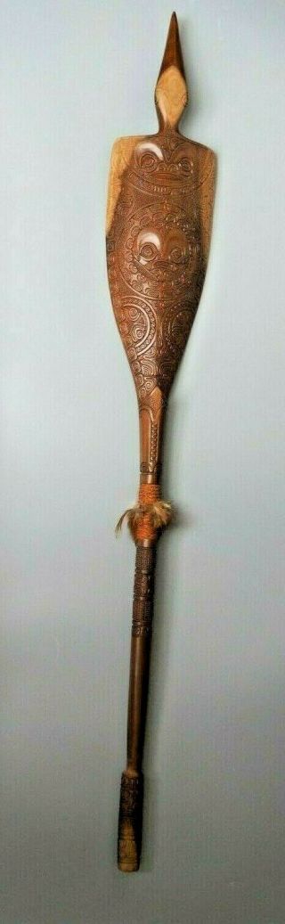 Fine Large Polynesian Marquesas Islands Carved Wooden Paddle Club Oceanic Art