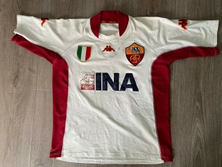 As Roma 2001 - 2002 Kappa Away Shirt Large Boys Totti Batistuta Retro Vintage