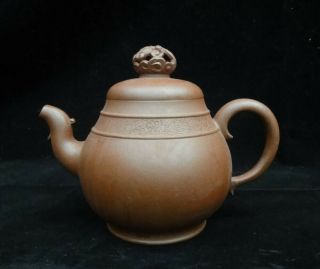 Large Old Chinese Hand Carving Pattern " Zisha " Pottery Teapot Marked