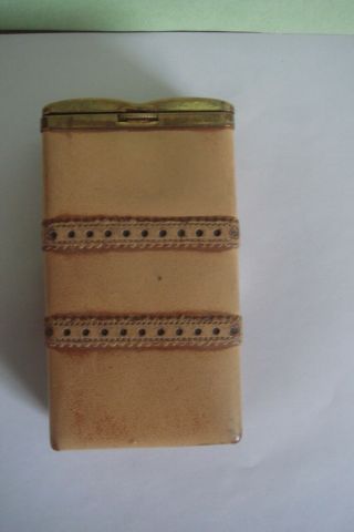 Vintage Princess Gardner Tan Leather / Brass Cigarette Pack Case