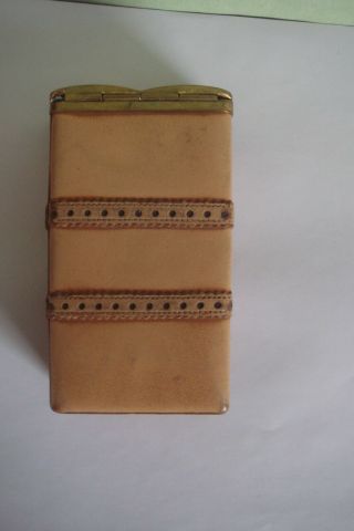 Vintage Princess Gardner Tan Leather / Brass Cigarette Pack Case 3