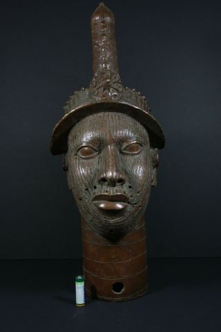 Life Size Ife Bronze African Oni Queen Head - Nigeria Benin,  Tribal Art Primitif