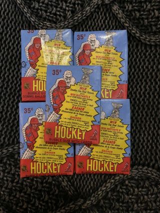 (5) 1984 - 85 Opc Hockey Wax Packs