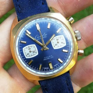 Vintage Cadola Neuchatel Chronograph - Valjoux 7733 - Blue Dial - 1970s - Swiss