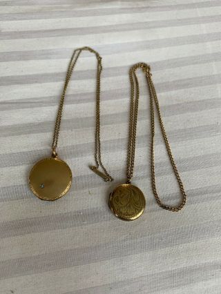 Vintage Rolled Gold Photo Pendant Lockets With Chain X2 Find