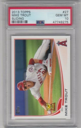 2013 Topps Series 1 Mike Trout Rookie Cup Sliding Psa 10 Gem 27 Angels C