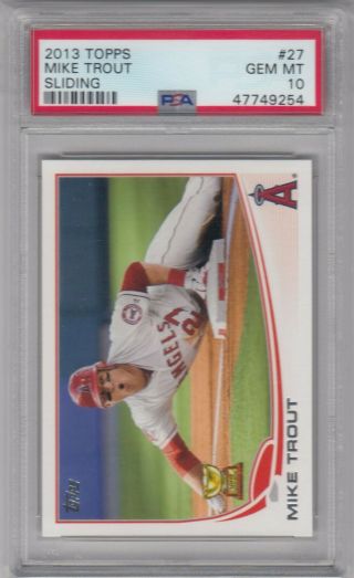2013 Topps Series 1 Mike Trout Rookie Cup Sliding Psa 10 Gem 27 Angels H