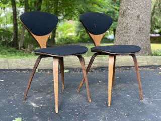Vintage Pair Norman Cherner Plycraft Dining Chairs 1964 Mid Century Modern