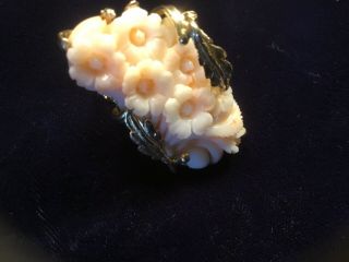 Antique 14 Karat Gold And Coral Ring 2