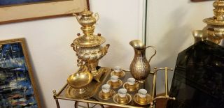 Electric Vintage Persian Gold Plated Samovar Coffee & Tea Set (serving Size 6)
