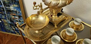 Electric Vintage Persian Gold Plated Samovar Coffee & Tea Set (serving size 6) 3