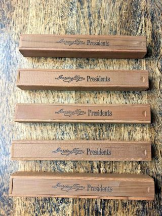 Five Rare Vintage 9 " Single Garcia Vega Presidents Wooden Cigar Boxes