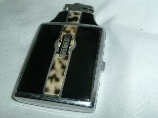 Vintage Ronson Art Deco Black Leopard Combo Cigarette Lighter & Case