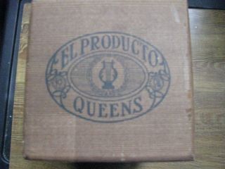 Vintage El Producto Wooden Cigar Box With 10 Glass Cigar Tubes